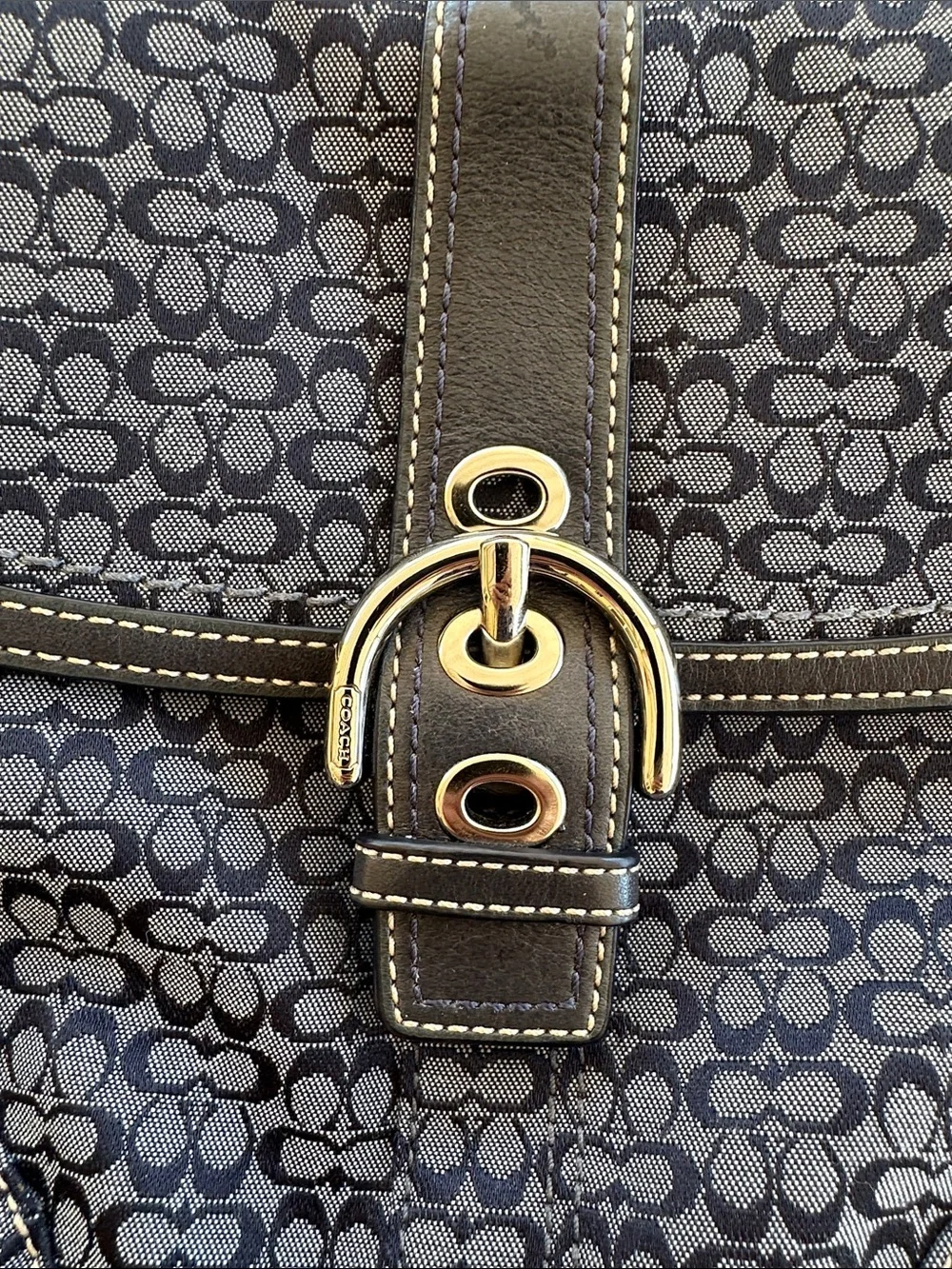 Coach Navy and Black Signature Crossbody Bag